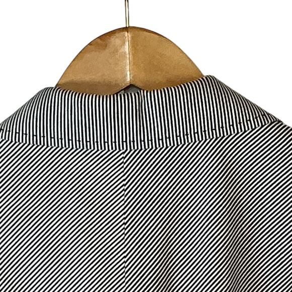 Marc Ecko Black Pinstriped Single Breast Lined Blazer Jacket Mens Large - Picture 12 of 16